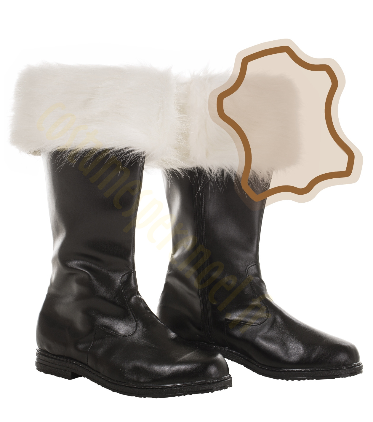 Bottes De Père Noël Pour Homme - Couleur Unie - Avec Peluche Blanche Et